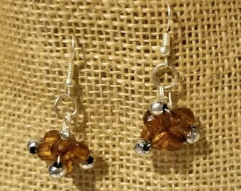 Brown Cluster Earrings