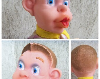 Vintage JOCKO BOY JOLLY Hand Puppet, Fun Glove, Rubber Head