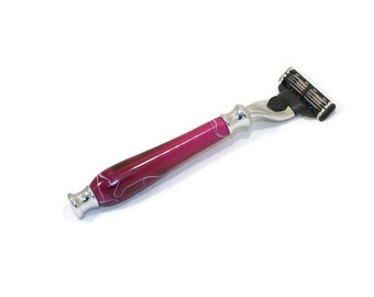 Gillette Mach 3/Gillette Venus Handmade Shaving Razor Handle in Purple Acrylic. Ideal Gift for Father's Day etc. #42