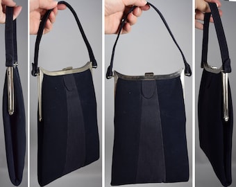 Navy Blue Vintage 40s Art Deco Purse Handbag