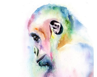 WATERCOLOR GORILLA PRINT - gorilla art, monkey lover gift, gorilla lover, gorilla decor, monkey decor, monkey wall art, spirit gorilla print