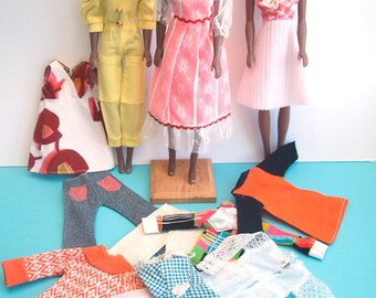 Three Vintage Afro-European American Black 1960s Barbie Vinyl Clone Maddie Mod & Outfits Bild Lilli Babs Miss Seventeen Marx Fashion Doll