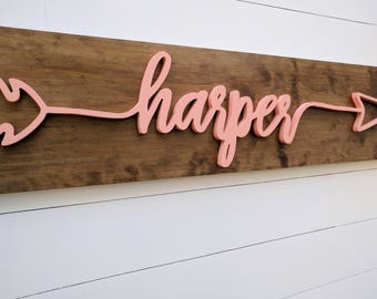 Name Above Crib Arrow sign | Baby name sign for Nursery | Nursery letters | Girls name sign