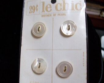 NOS vintage carded buttons. Mother of Pearl. LeChic