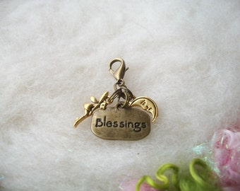Zipper Charm Fairy Blessing Zipper Pull, Zipper Gripper Personalize Stocking Stuffer, Antique Bronze Charms
