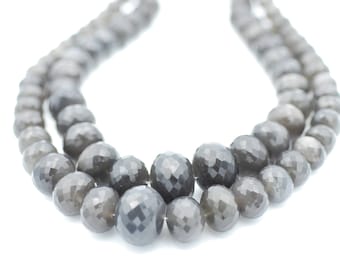 Gray Moonstone Faceted Graduated Rondelles 10-20mm