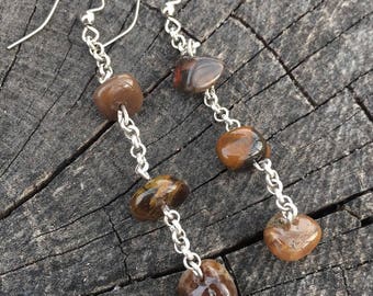 Agate Drop Earrings - Dark Agate Drop Earrings