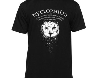 Nyctophilia Night Owl Shirt (owl shirt, owl t shirt, nyctophilia, goth shirt, american made)