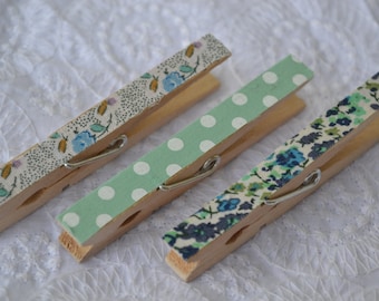 Shabby Chic Decorated Clothes Pins | 6 Pieces