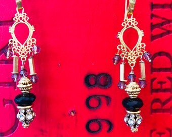 Gold Vermeil Chandelier Swarovsky Crystal Earrings