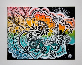 Wild Flutterby. Decorative Painting. Abstract Art. Handpanted.