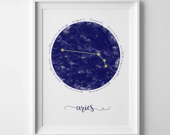 Aries constellation, astrology, star sign, star constellations, printable wall art, astrology art, printable artwork, constellation wall art