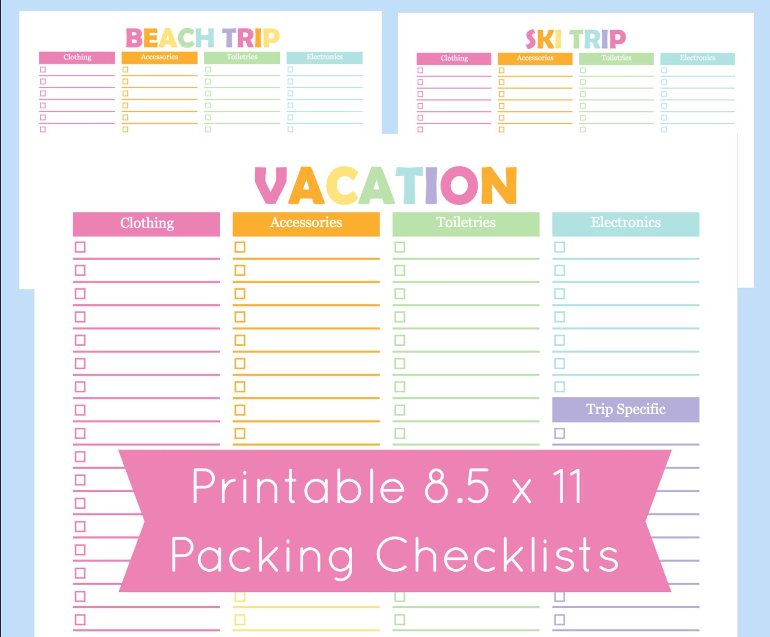 printable vacation packing checklist