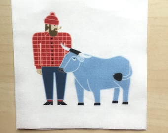 Paul Bunyan & Babe Fabric Mini Panel