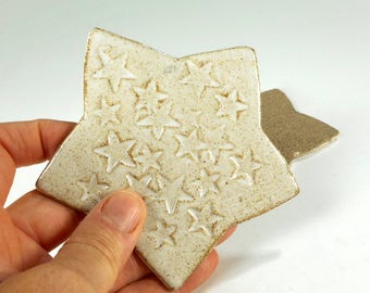 Ceramic star shaped tea bag holder spoon rest set of 2, ceramic star spoon rests, pottery spoon dish, stoneware tea bag holder set of 2