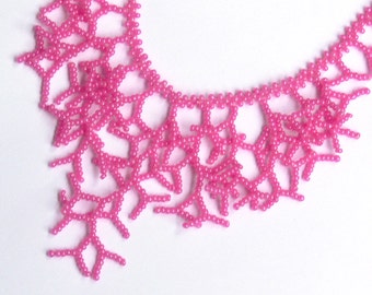 Hot Pink Necklace. Wedding Necklace. Bridal Necklace. Bridesmaid Necklace. Beadwork