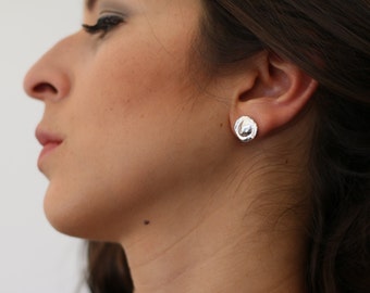 Silver pebble earrings