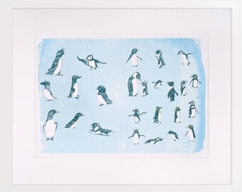 Alcid and Penguin Family Screen Print