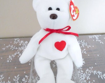 Rare 1993 Retired Valentino Beanie Baby Many Errors PVC Mint Condition Vintage Childrens Stuffed Toys White Collectible Bears Free Shipping