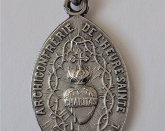 Antique French Religious Medal Sacred Heart of Jesus