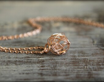 Wire Knot Necklace in Rose Gold