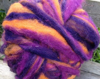 Alpaca Wool Roving, Spinning, Felting, Purple, Orange
