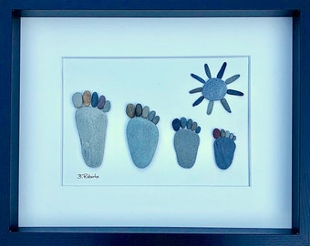 Footprints Family Custom Pebble Art