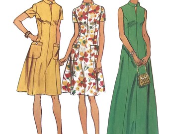 Vintage 70's Plus Size Dress, Simplicity Sewing Patterns, Bust 43, Dress Look Slimmer Pattern, Simplicity 6276 Factory Folds Uncut Pattern