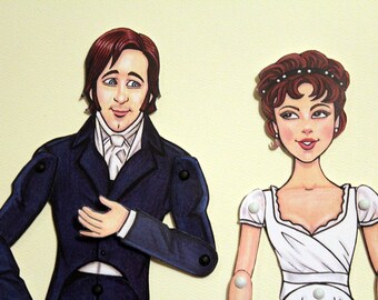 Mr. Darcy and Elizabeth Bennet Articulated Paper Dolls - Pride and Prejudice - Jane Austen