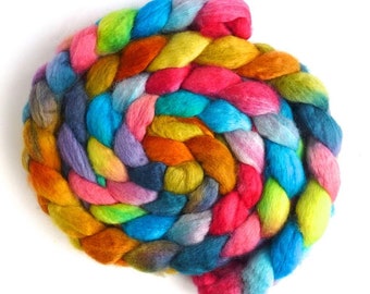 BFL Wool Roving - Hand Painted Spinning or Felting Fiber, Toy Bin