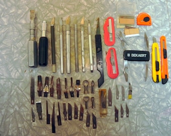 large lot of Exacto knives, blades and tools