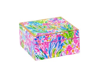 Monogrammed Fan Sea Pants Small Lacquer Box by Lilly Pulitzer / Personalized Fashion Jewelry Box / Lilly Pulitzer Ring Box / Monogrammed Box