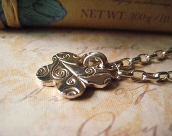 Charm Bracelet, Sterling Silver, Precious Metal, Fine Silver, PMC, Handmade Charm, Flower Charm, Textured Flower, Oval Rolo Chain