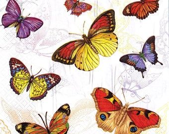 6 Decoupage Napkins Butterflies Butterfly 33x33 cm. 13"x13" set of 6 pcs
