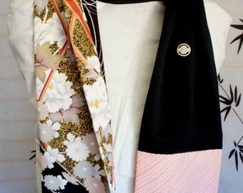 Japanese silk kimono scarf | Hand made from vintage kimono fabrics**S128**