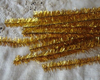 gold tinsel stems wired trims 15 pieces 12in kids craft supplies vintage christmas crafts supplies pipe cleaners