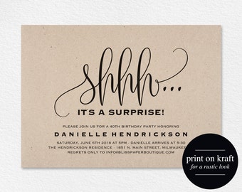 Surprise Birthday Invitation, Surprise Party Invitation, 50th Birthday Invitation, Printable Invitation, PDF Instant Download #BPB325_1