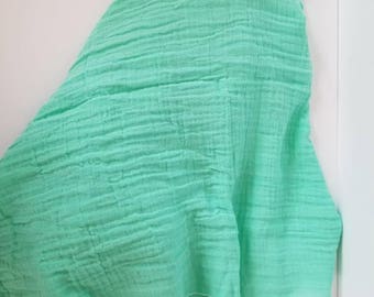 Opal green muslin blanket. Muslin Swaddle Blanket. Double gauze blanket. X-large blanket