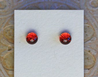 Dichroic Glass Earrings, Petite, Burnt Orange DGE-1307