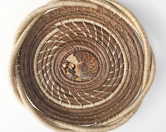 Pine Needle Basket with Fossil Center- Item 820 by Susan Ashley