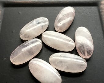 Rose Quartz Oval Beads 30mm x 15mm Large Pink Focal Pendant One Bead