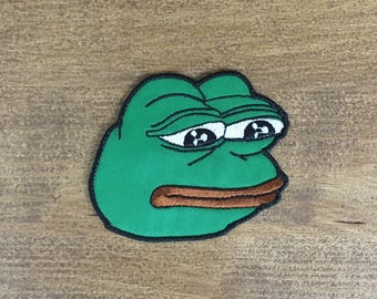 Pepe the frog Inspired patches. Pepe the frog Meme. Iron on, Sew on, Hook and loop Patches. Custom made patches.