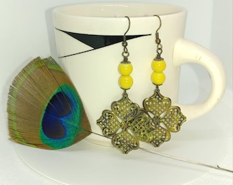 Yellow bead earrings