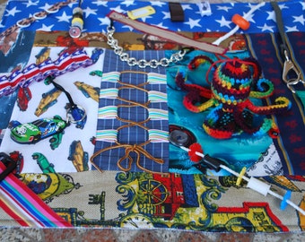 Fidget Quilt for Dementia, Alzheimer's and others.Busy blanket/activity blanket/mens quilt