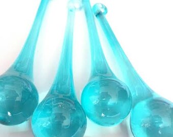 5 Aqua Raindrops 80mm Chandelier Crystals Aquamarine