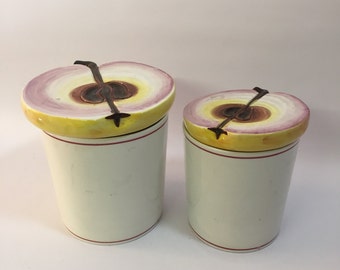 Pair of Italian Ceramic Kitchen Storage Canisters