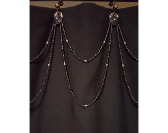 Beaded Shower Curtain Accent...Double Swag....Glass Beads