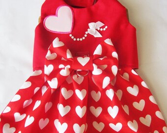 Dog Clothes Dog Dress Valentine Hearts: Chihuahua Yorkie ShihTzu, CKC Spaniel
