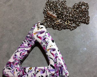 Variation of pink hollow triangle necklace