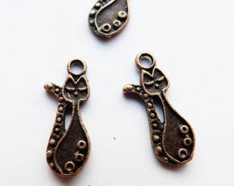 Small charm cat copper x 50
